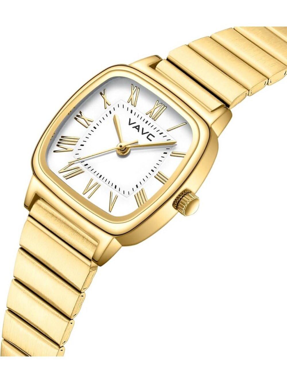Women's White-Gold Rectangular Case Roman Dial Stainless Steel Bracelet Watches - Picture 2 of 6